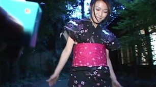 Remote Toyed Kimono girl in Public