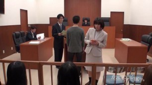 asian lawyer having to hand job in the court