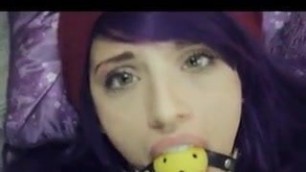 Gagged Emo with blue hair gets fucked in her ass