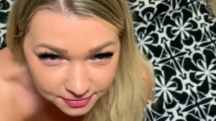 Gorgeous blonde MILF fucked hard in her wet, tight pussy and takes huge load of cum in her pretty mouth!