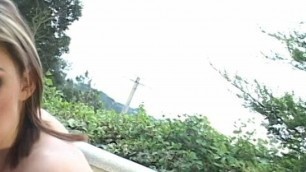 Luxurious young chick gets her pussy licked and asshole screwed on the balcony of her villa