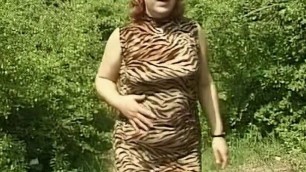 Old Curvy Woman – Solo Masturbation and Pissing in the Forest Outdoors